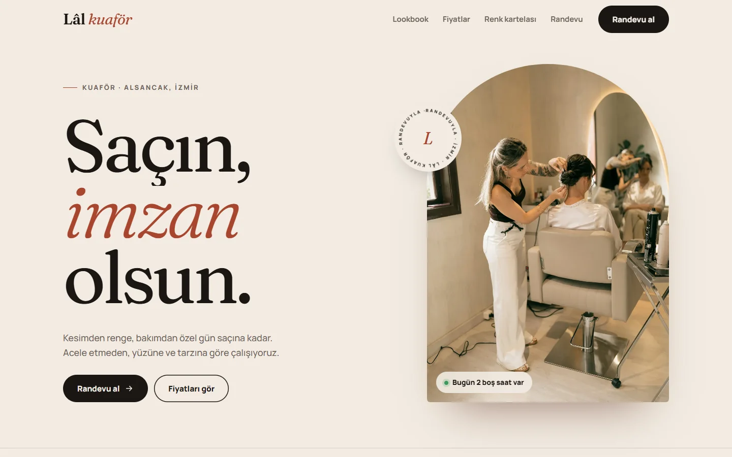 Lâl Kuaför konsept web sitesi